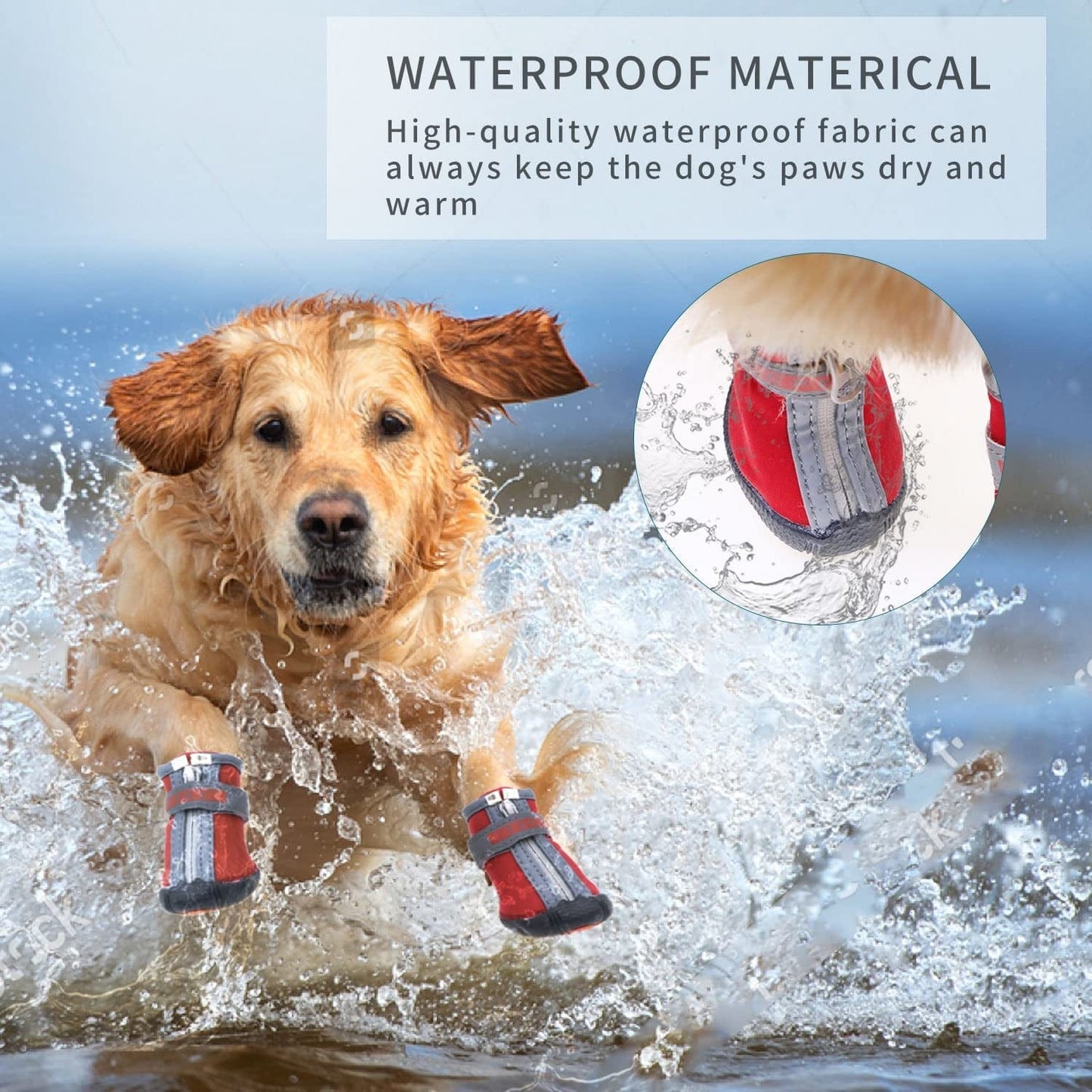 Sunteelong Dog Boots Adjustable Dog Shoes Durable Waterproof Non-Slip Pet Dog Boots with Reflective Strips Outdoor Dog Shoes for Small Medium Large Dogs 4Pcs Animals & Pet Supplies > Pet Supplies > Dog Supplies > Dog Apparel SunteeLong   