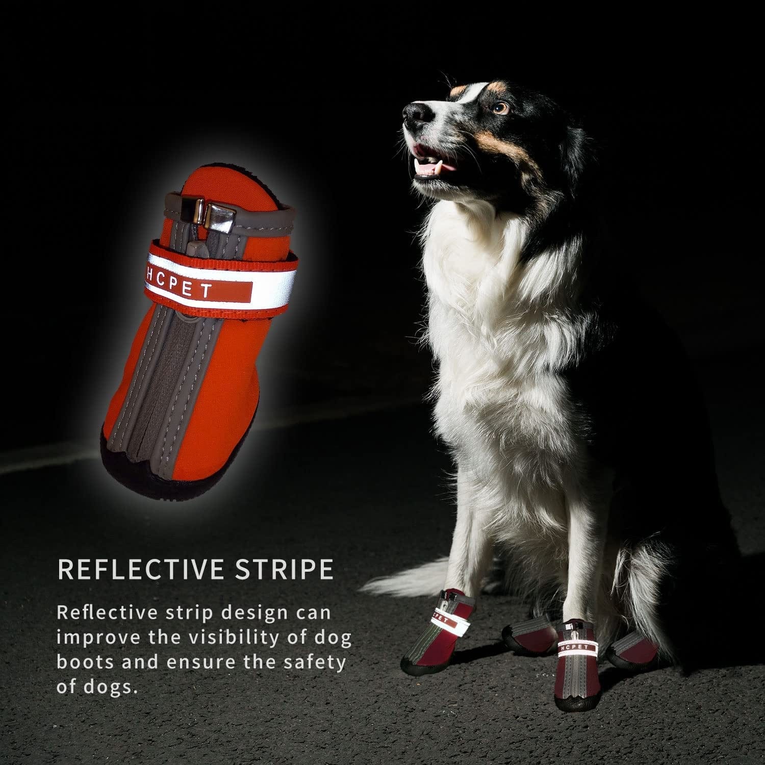 Sunteelong Dog Boots Adjustable Dog Shoes Durable Waterproof Non-Slip Pet Dog Boots with Reflective Strips Outdoor Dog Shoes for Small Medium Large Dogs 4Pcs Animals & Pet Supplies > Pet Supplies > Dog Supplies > Dog Apparel SunteeLong   
