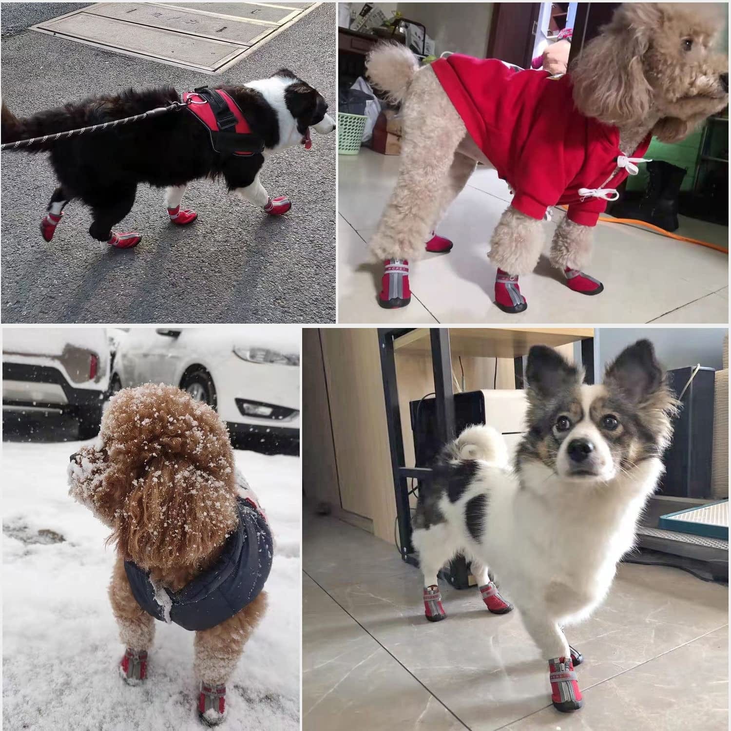 Sunteelong Dog Boots Adjustable Dog Shoes Durable Waterproof Non-Slip Pet Dog Boots with Reflective Strips Outdoor Dog Shoes for Small Medium Large Dogs 4Pcs Animals & Pet Supplies > Pet Supplies > Dog Supplies > Dog Apparel SunteeLong   