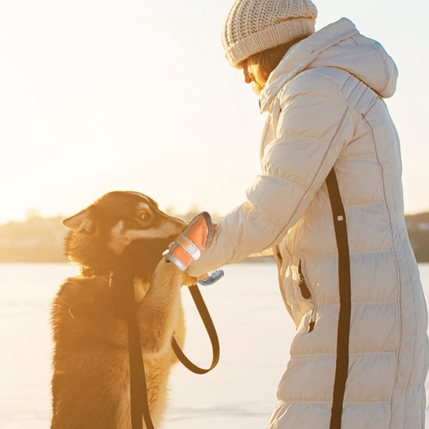 Sunteelong Dog Boots Adjustable Dog Shoes Durable Waterproof Non-Slip Pet Dog Boots with Reflective Strips Outdoor Dog Shoes for Small Medium Large Dogs 4Pcs Animals & Pet Supplies > Pet Supplies > Dog Supplies > Dog Apparel SunteeLong   