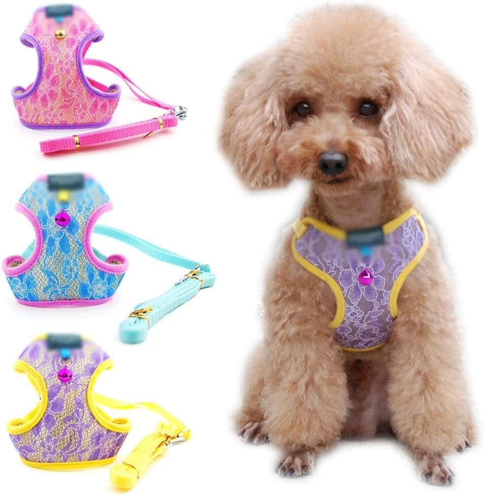 SXNBH Dog Cat Vest Pet Supplies Adjustable Walking Traction Rope with Bells Puppy Polyester Mesh Vest Animals & Pet Supplies > Pet Supplies > Dog Supplies > Dog Apparel chuju   