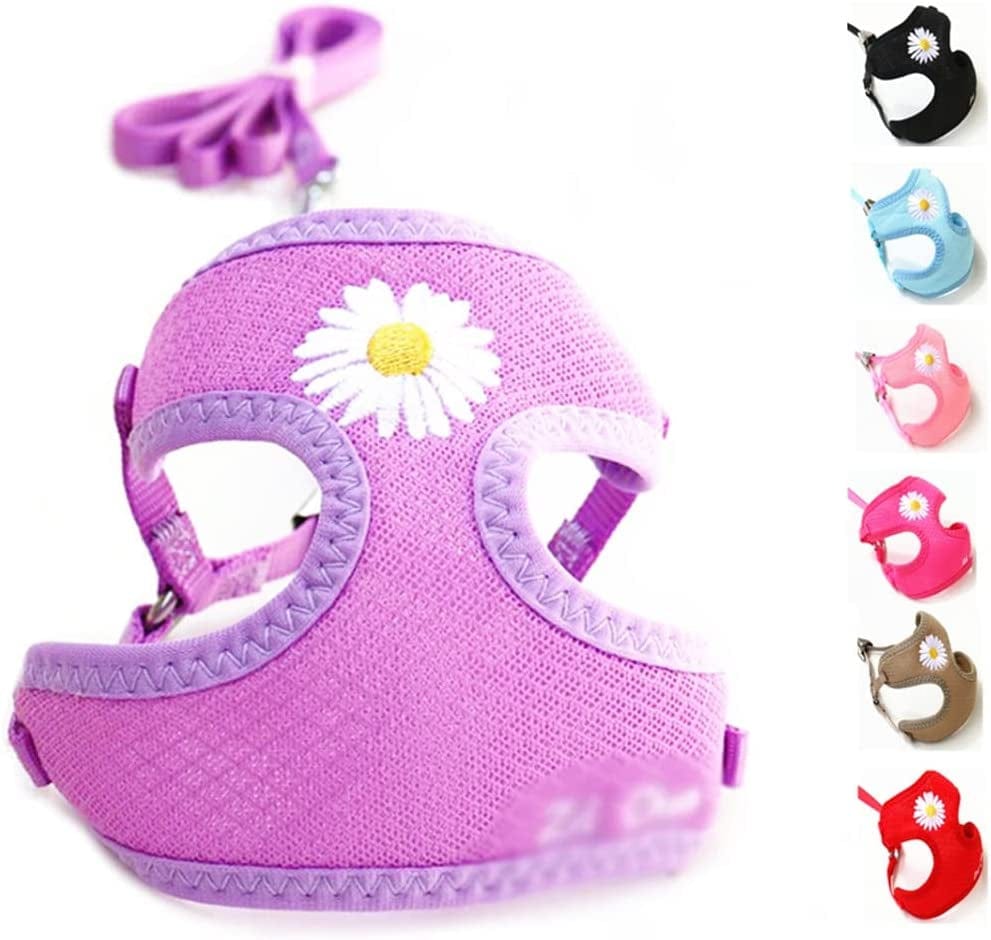 SXNBH Pet Vest with Flower Small Dog Harness and Leash Set Mesh Cushion Pet Rope Pet Supplies Animals & Pet Supplies > Pet Supplies > Dog Supplies > Dog Apparel chuju   