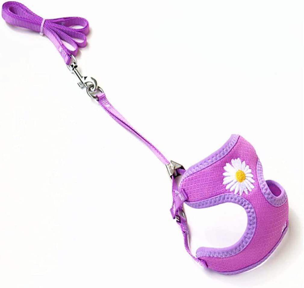 SXNBH Pet Vest with Flower Small Dog Harness and Leash Set Mesh Cushion Pet Rope Pet Supplies Animals & Pet Supplies > Pet Supplies > Dog Supplies > Dog Apparel chuju E Small 