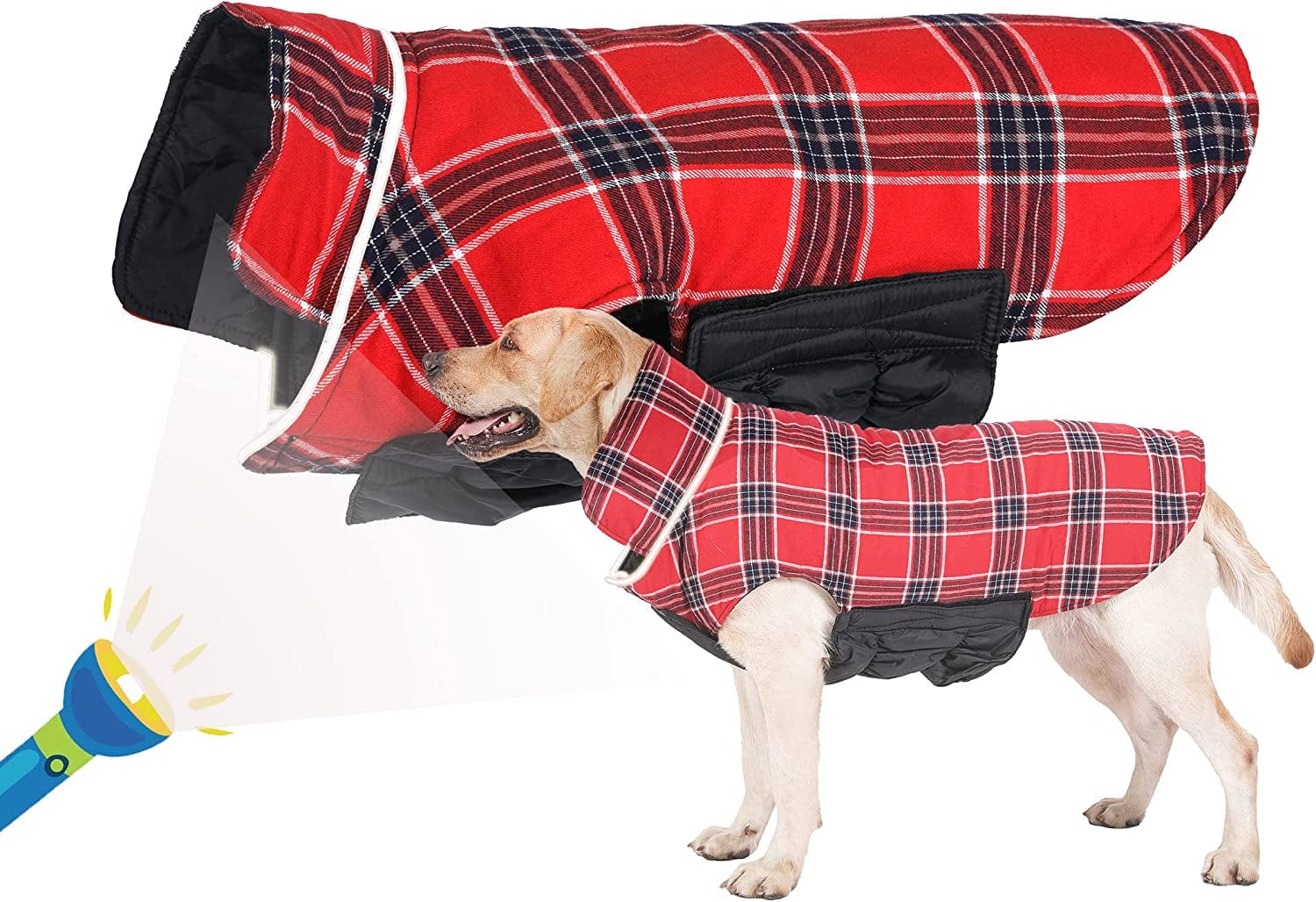 Sychien Dog Plaid Reflective Large Coat,Winter Warm Windproof Waterproof Plaid Jacket,Thunder Anxiety Calming Coats for Boy Girl Labrador Dogs,Blue XXXL Animals & Pet Supplies > Pet Supplies > Dog Supplies > Dog Apparel Sychien Plaid Red Small 