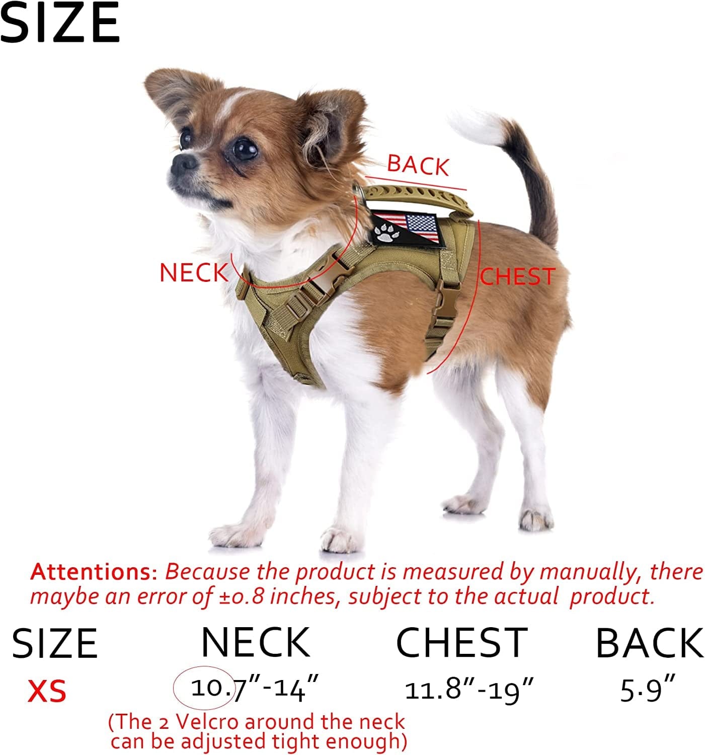 Tactical Dog Harness Tactical Puppy Vest with Rubber Handle K9 Military Adjustable Pet Vest Harness for Outdoor Training XS Dog Harness (Brown Harness) Animals & Pet Supplies > Pet Supplies > Dog Supplies > Dog Apparel FXGOING   