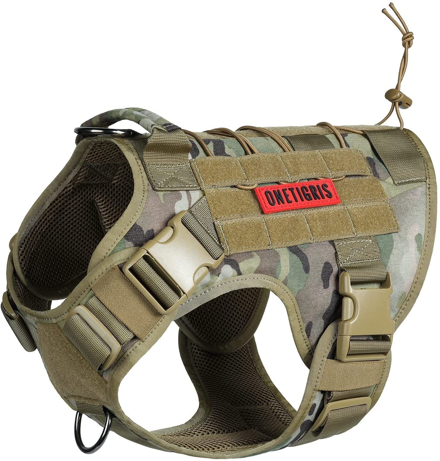 Tactical Dog Harness Vest with Handle, Military Dog Harness for Large Medium Dogs,No-Pull Service Dog Vest with Hook & Loop Panels,Adjustable Dog Vest Harness for Walking Hiking Training (L, Grey) Animals & Pet Supplies > Pet Supplies > Dog Supplies > Dog Apparel OneTigris Multi-colored S 