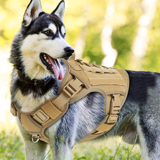 Tactical Dog Harness Vest with Handle Tactical Dog Harness for Large Dogs No Pull Adjustable Pet Harness Reflective K9 Military Service Dog Harnesses for Walking Hiking Training (L) Animals & Pet Supplies > Pet Supplies > Dog Supplies > Dog Apparel WINGOIN Khaki Large 