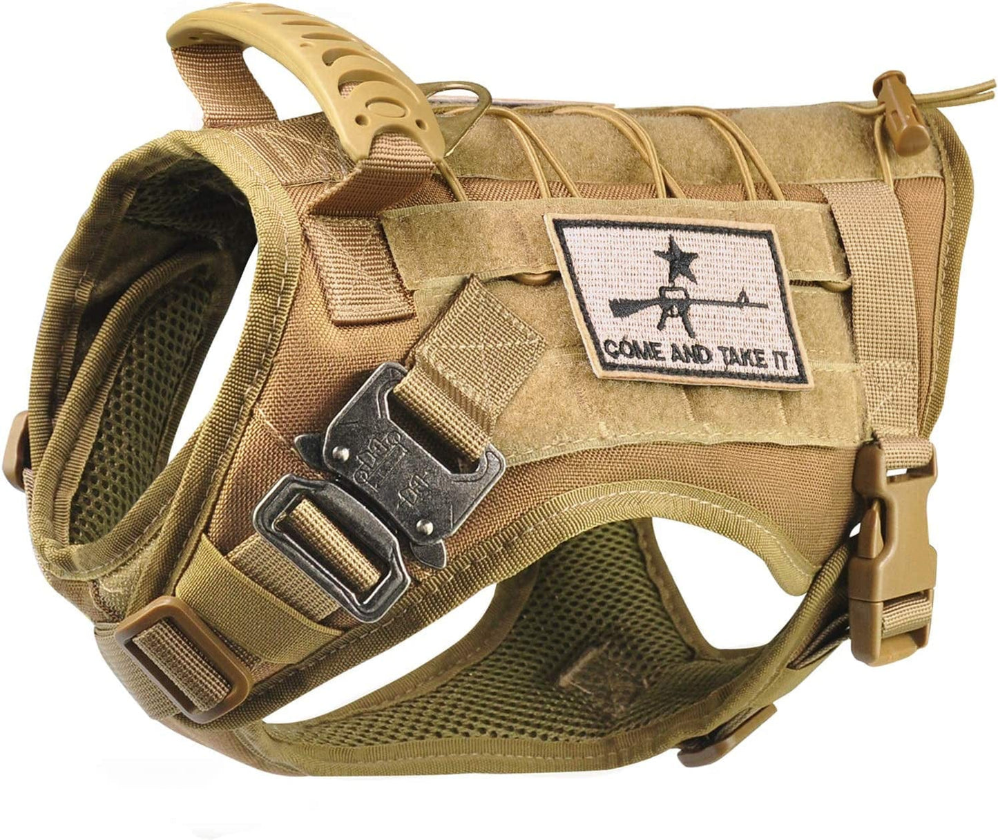 Tactical Service Dog Vest Harness K9 Military Molle Dog Vest for Outdoor Training Hunting Waterproof Pet Dog Harness with Rubber Handle & Metal Buckle Animals & Pet Supplies > Pet Supplies > Dog Supplies > Dog Apparel SALFSE Khaki Large (Pack of 1) 