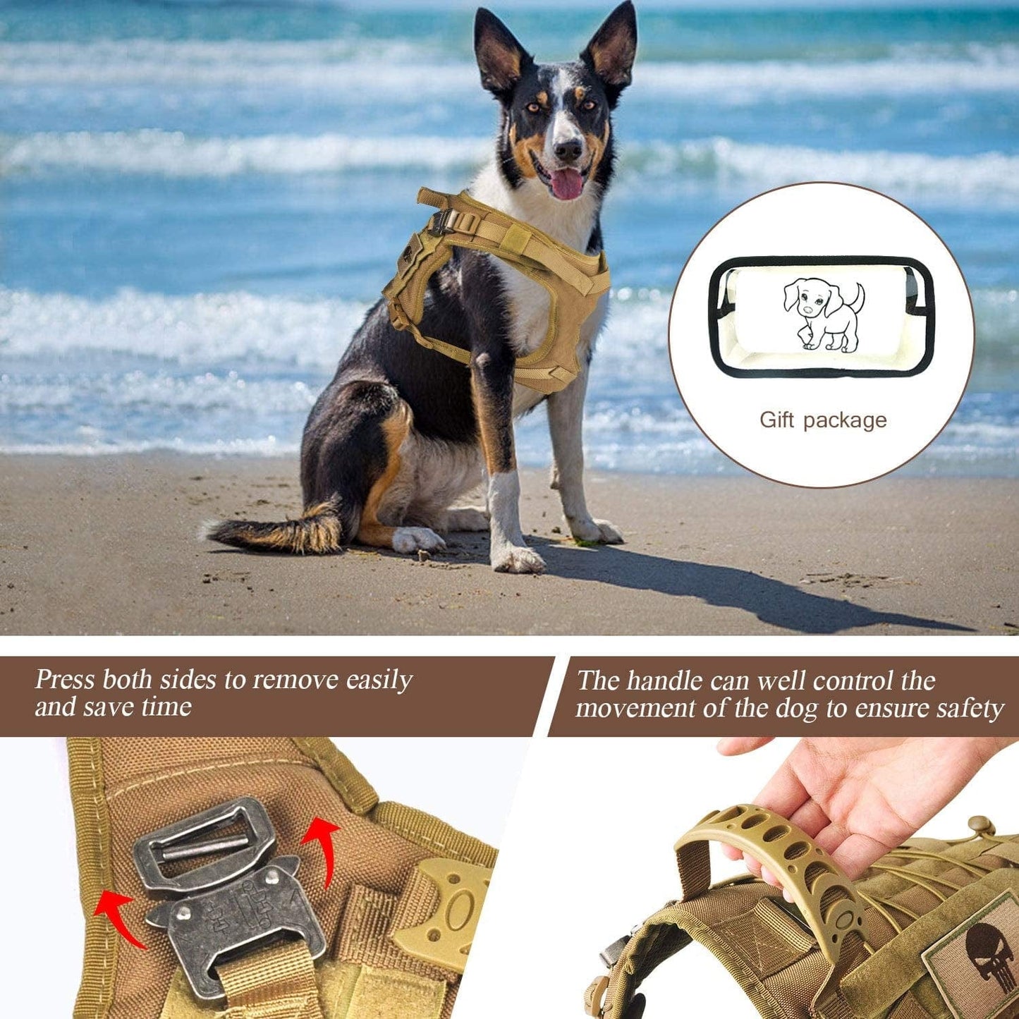 Tactical Service Dog Vest Harness K9 Military Molle Dog Vest for Outdoor Training Hunting Waterproof Pet Dog Harness with Rubber Handle & Metal Buckle Animals & Pet Supplies > Pet Supplies > Dog Supplies > Dog Apparel SALFSE   