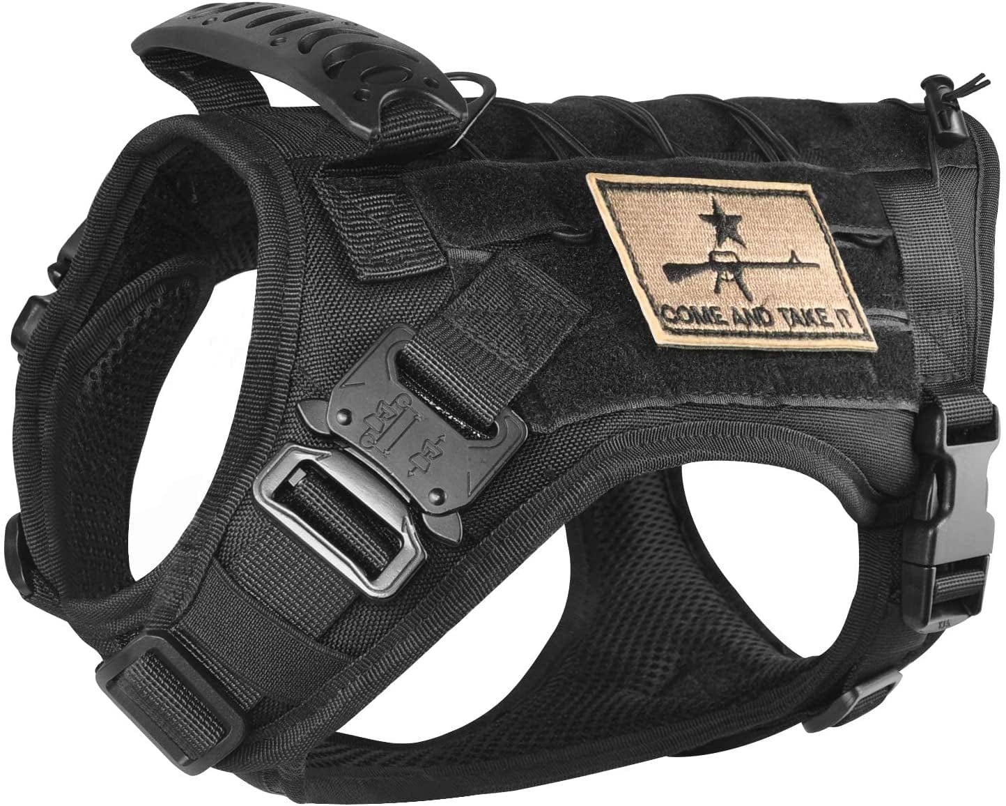 Tactical Service Dog Vest Harness K9 Military Molle Dog Vest for Outdoor Training Hunting Waterproof Pet Dog Harness with Rubber Handle & Metal Buckle Animals & Pet Supplies > Pet Supplies > Dog Supplies > Dog Apparel SALFSE Black Medium (Pack of 1) 