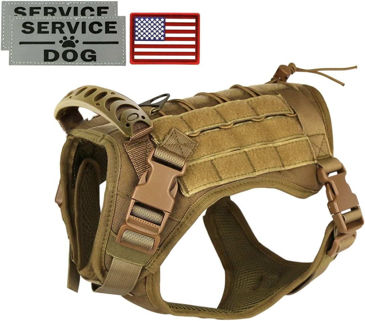 Tactical Service Dog Vest Harness Outdoor Training Handle Water-Resistant Comfortable Military Patrol K9 Dog Harness with Handle Animals & Pet Supplies > Pet Supplies > Dog Supplies > Dog Apparel Hanshengday Khaki Medium (Pack of 1) 