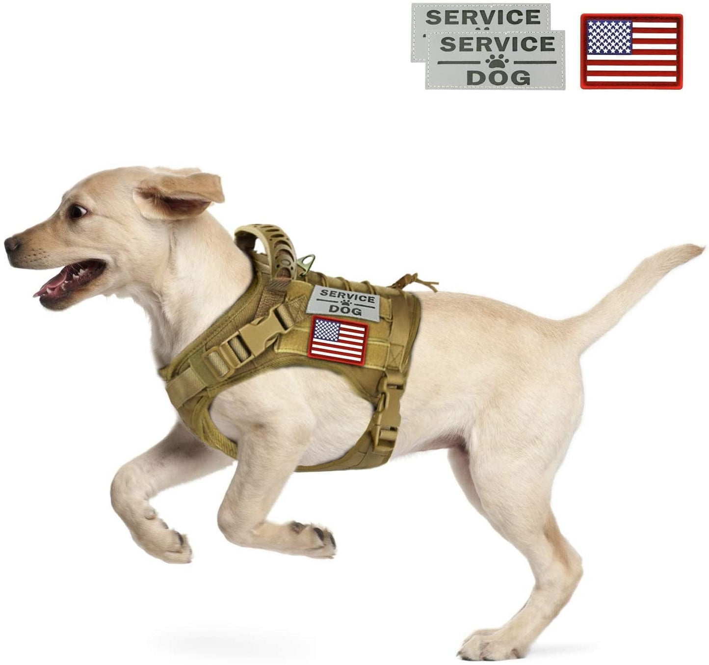 Tactical Service Dog Vest Harness Outdoor Training Handle Water-Resistant Comfortable Military Patrol K9 Dog Harness with Handle Animals & Pet Supplies > Pet Supplies > Dog Supplies > Dog Apparel Hanshengday Khaki X-Large (Pack of 1) 