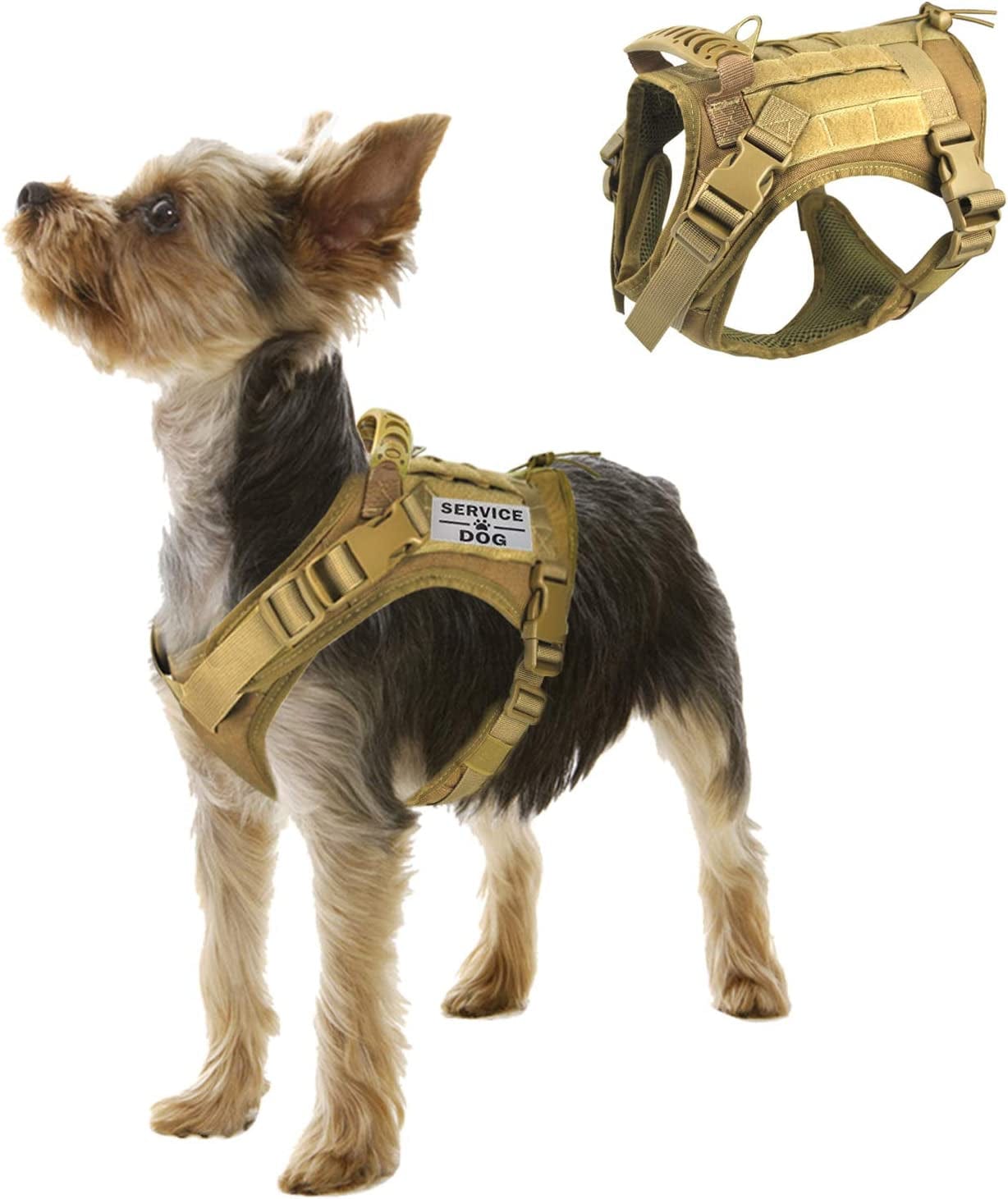 Tactical Service Dog Vest Harness Outdoor Training Handle Water-Resistant Comfortable Military Patrol K9 Dog Harness with Handle Animals & Pet Supplies > Pet Supplies > Dog Supplies > Dog Apparel Hanshengday Khaki Small (Pack of 1) 