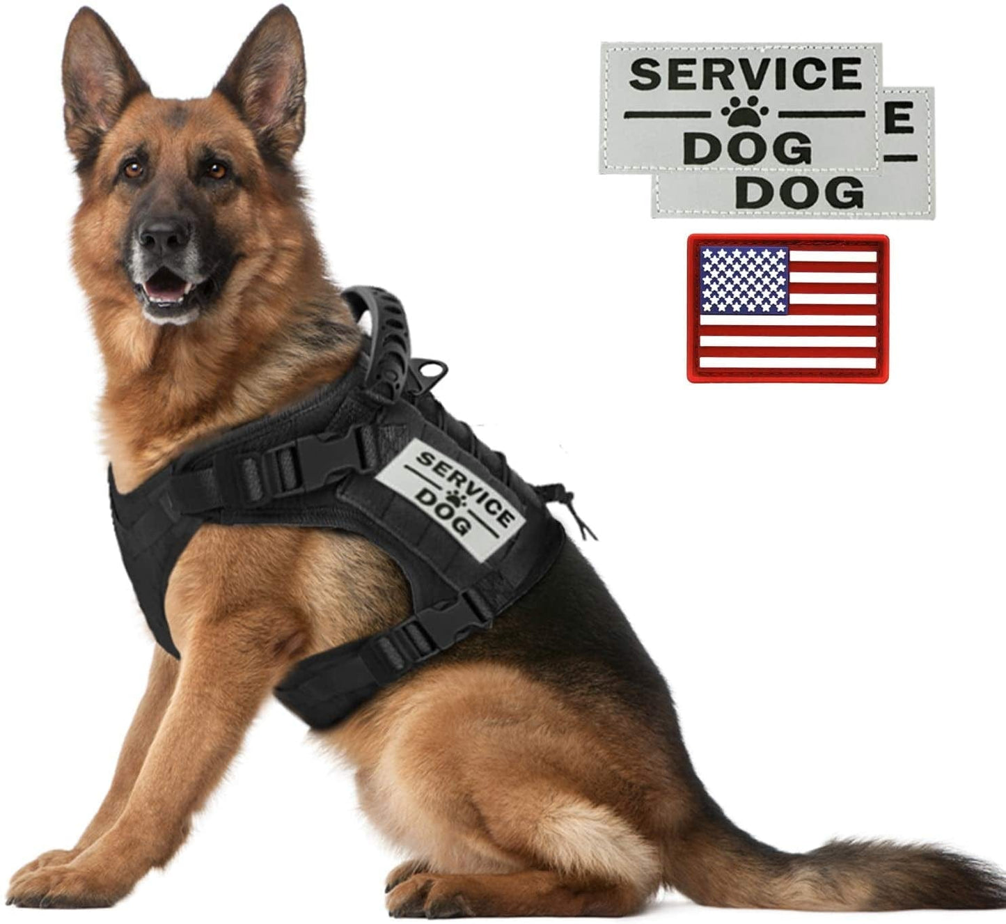 Tactical Service Dog Vest Harness Outdoor Training Handle Water-Resistant Comfortable Military Patrol K9 Dog Harness with Handle Animals & Pet Supplies > Pet Supplies > Dog Supplies > Dog Apparel Hanshengday Black Medium (Pack of 1) 