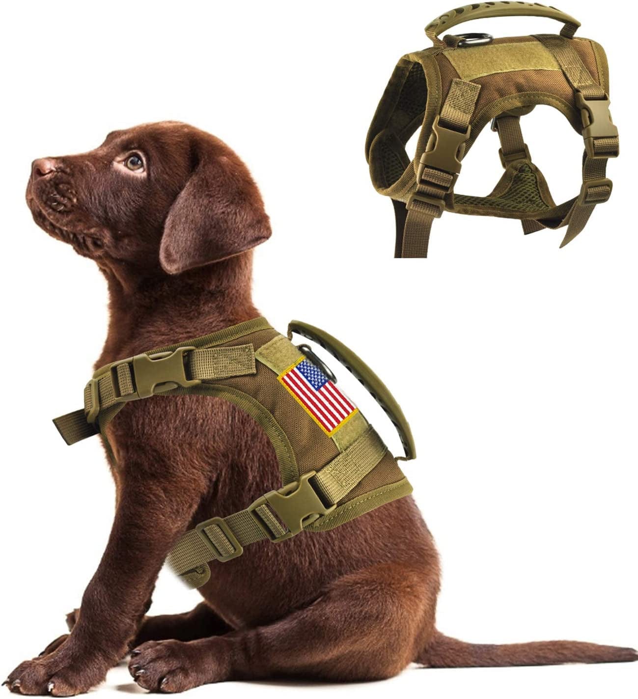 Tactical Service Dog Vest Harness Outdoor Training Handle Water-Resistant Comfortable Military Patrol K9 Dog Harness with Handle Animals & Pet Supplies > Pet Supplies > Dog Supplies > Dog Apparel Hanshengday XS-Khaki X-Small (Pack of 1) 