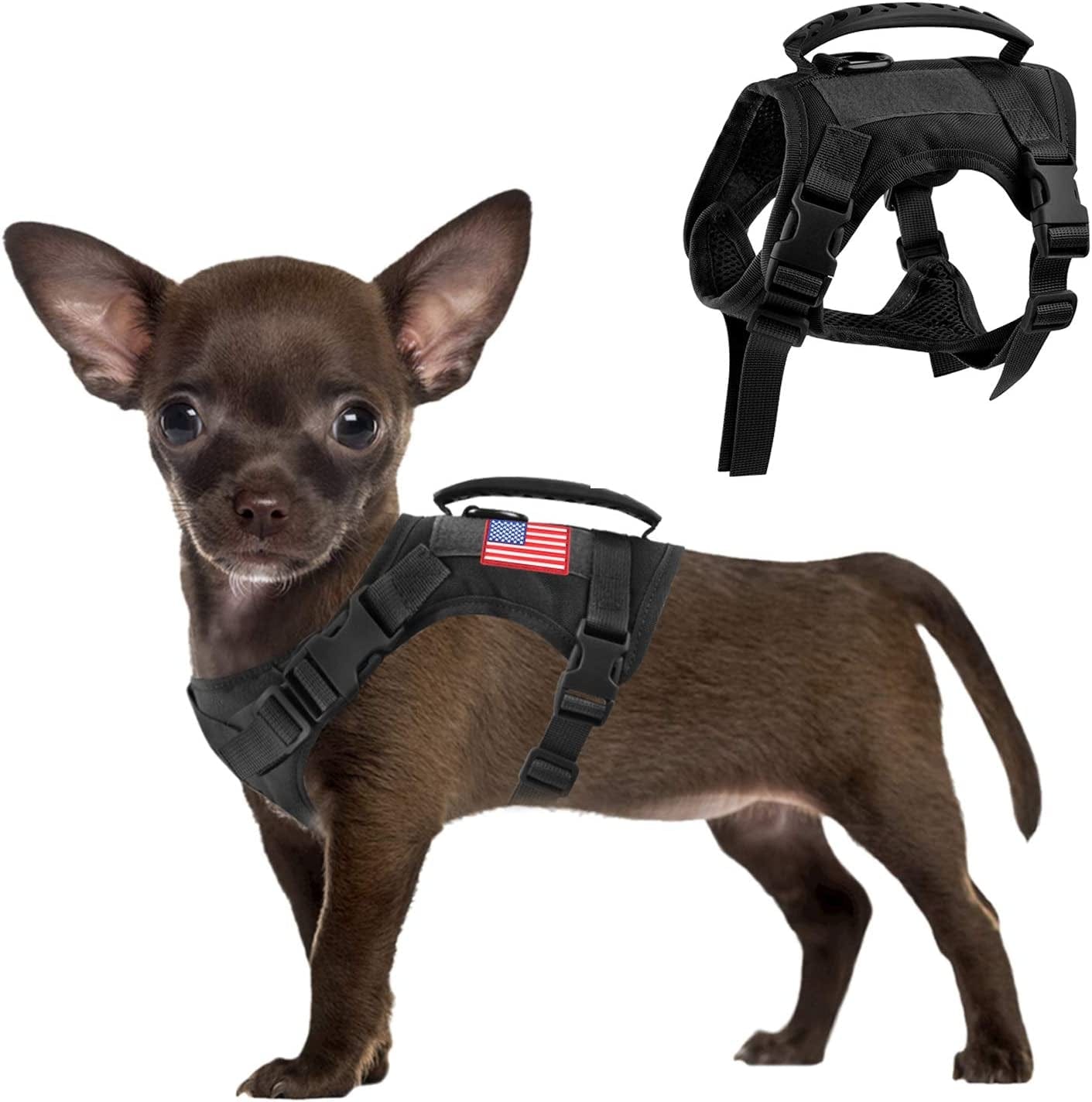 Tactical Service Dog Vest Harness Outdoor Training Handle Water-Resistant Comfortable Military Patrol K9 Dog Harness with Handle Animals & Pet Supplies > Pet Supplies > Dog Supplies > Dog Apparel Hanshengday XS-Black X-Small (Pack of 1) 