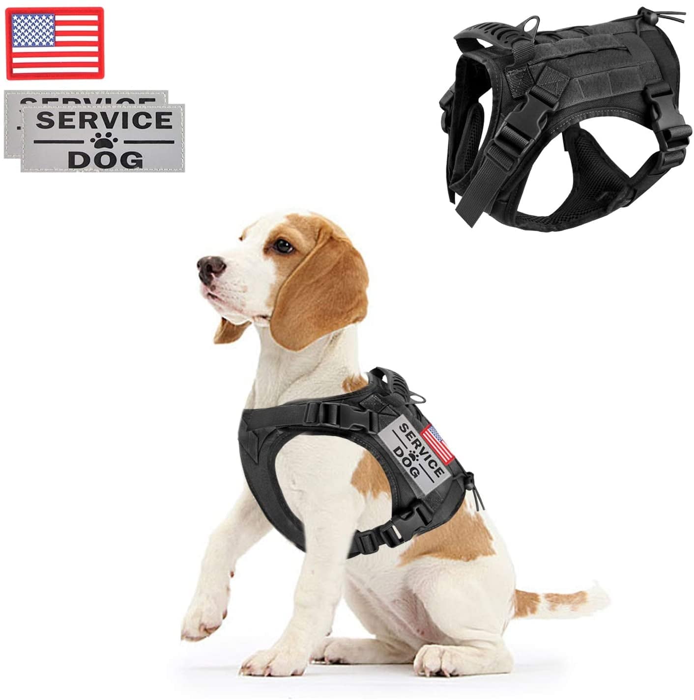 Tactical Service Dog Vest Harness Outdoor Training Handle Water-Resistant Comfortable Military Patrol K9 Dog Harness with Handle Animals & Pet Supplies > Pet Supplies > Dog Supplies > Dog Apparel Hanshengday Black Small (Pack of 1) 