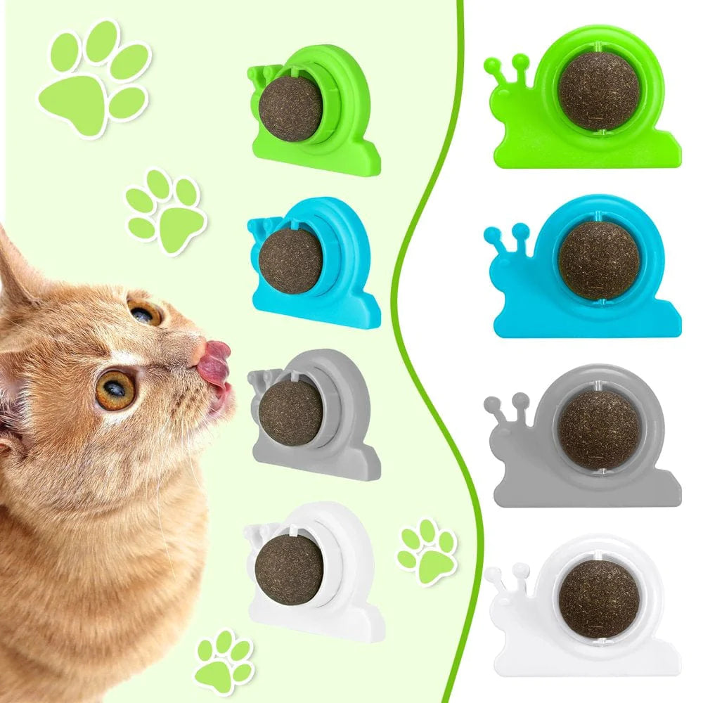 Taihexin 4 Pcs Catnip Wall Ball, Rotating Catnip Wall Roller for Cat, Edible Cat Licking Toy, Teeth Cleaning Cat Bite Toy, Safe Healthy Kitty Roller Catnip Balls Animals & Pet Supplies > Pet Supplies > Cat Supplies > Cat Toys TAIHEXIN   