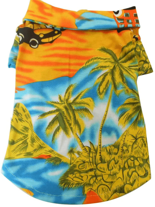 Tangpan Hawaiian Beach Coconut Tree Print Dog Shirt Summer Camp Shirt Clothes Animals & Pet Supplies > Pet Supplies > Cat Supplies > Cat Apparel Tangpan Yellow XS-10# 