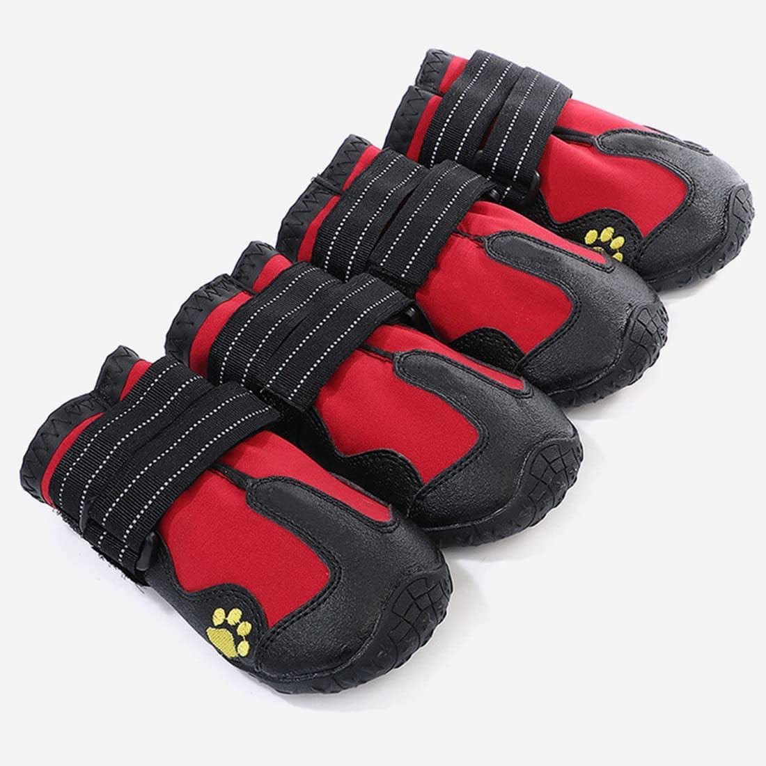 Tänzedzm Dog Boots, Waterproof Breathable Dog Shoes with Reflective Webbing, Non-Slip Dog Shoes, Suitable for Medium and Large Dogs 4Pcs (Size1:W:1.6" for 14 Lbs, RED) Animals & Pet Supplies > Pet Supplies > Dog Supplies > Dog Apparel MGZCW   