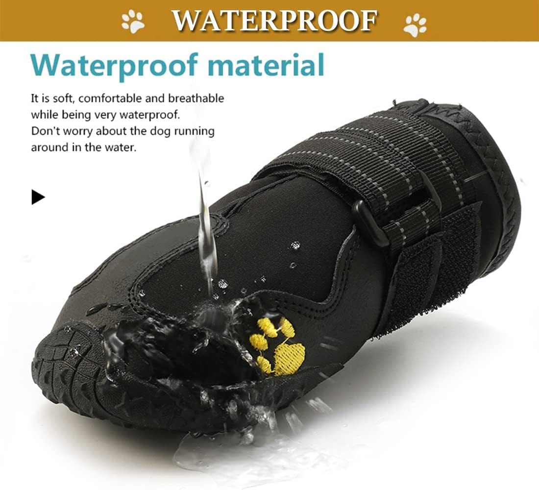 Tänzedzm Dog Boots, Waterproof Breathable Dog Shoes with Reflective Webbing, Non-Slip Dog Shoes, Suitable for Medium and Large Dogs 4Pcs (Size1:W:1.6" for 14 Lbs, RED) Animals & Pet Supplies > Pet Supplies > Dog Supplies > Dog Apparel MGZCW   