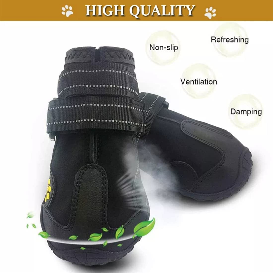 Tänzedzm Dog Boots, Waterproof Breathable Dog Shoes with Reflective Webbing, Non-Slip Dog Shoes, Suitable for Medium and Large Dogs 4Pcs (Size1:W:1.6" for 14 Lbs, RED) Animals & Pet Supplies > Pet Supplies > Dog Supplies > Dog Apparel MGZCW   