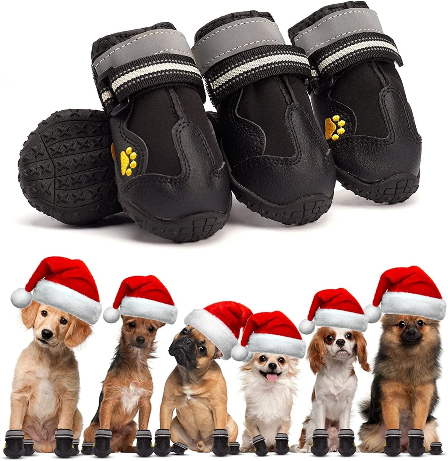 Tasperfed Dog Boots Reflective Breathable Adjustable Waterproof Boots Reflective Non-Slip Soles and Non-Slip Outdoor Dog Shoes for Border Collie Coca Etc. (Size 5) (2.76''L*2.56''W*2.36''H) Animals & Pet Supplies > Pet Supplies > Dog Supplies > Dog Apparel Tasperfed size 1  