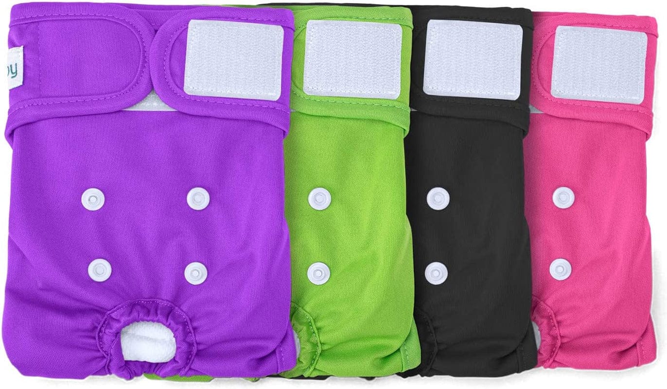 Teamoy Reusable Female Dog Diapers with Removable Pads(Pack of 4), Washable  Doggie Diaper Wraps for Female Dogs, Super-Absorbent, Comfortable and