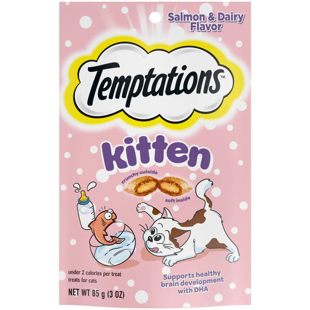 TEMPTATIONS Chicken and Dairy Flavor Crunchy and Soft Kitten Treats, 3 Oz. Animals & Pet Supplies > Pet Supplies > Cat Supplies > Cat Treats Mars Petcare Salmon, Dairy 3 oz 