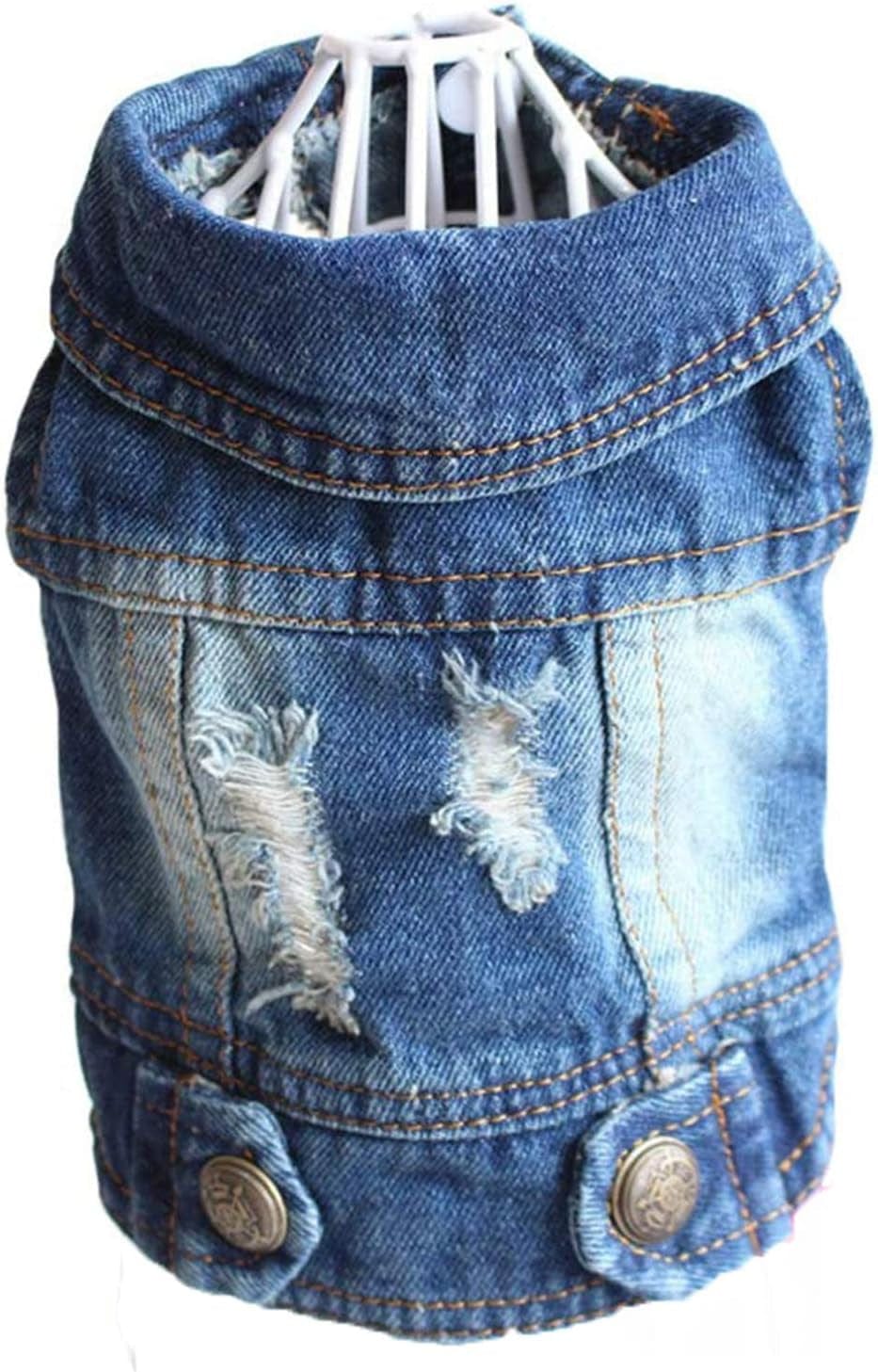 TENGZHI Dog Jeans Jacket Puppy Blue Denim Lapel Vest Coat Classic Puppy Vintage Clothes Cool Puppy Machine Washable Coat for Small Medium Dogs Girl Boy Animals & Pet Supplies > Pet Supplies > Dog Supplies > Dog Apparel Yi Wu Shi Teng Zhi Dian Zi Shang Wu You Xian Gong Si Blue Turndown Collar XL (Fits 11-13lbs) 