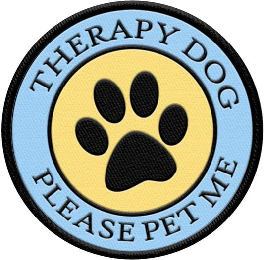 Therapy Dog - Please Pet Me - Sew on Patch for Therapy Dog Vest or Harness Animals & Pet Supplies > Pet Supplies > Dog Supplies > Dog Apparel Working Service Dog   