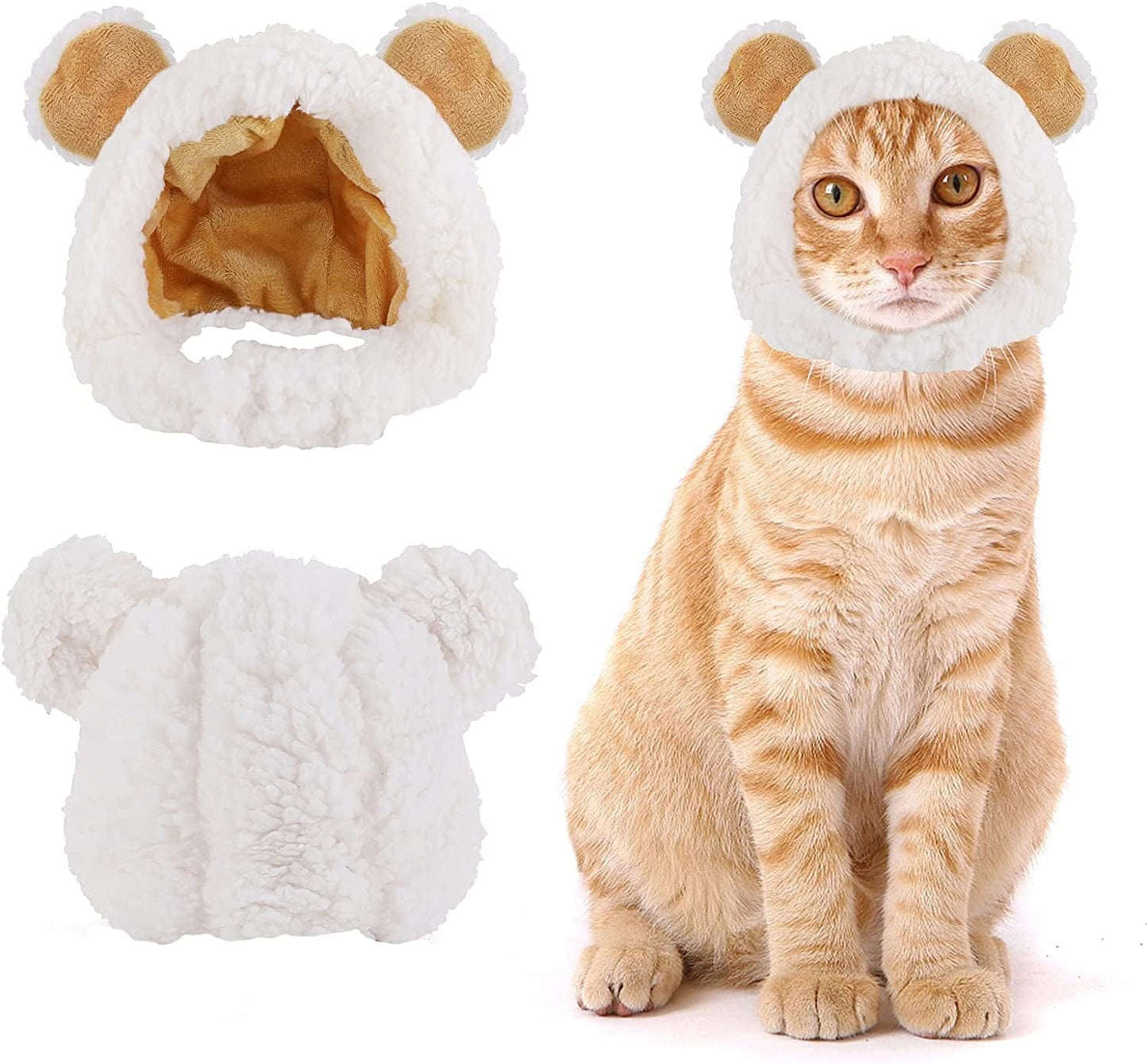 TIESOME Cute Cat Costume Bear Hat for Cat Adjustable Soft Small