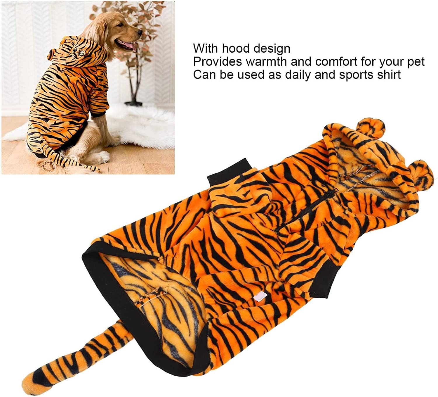Tiger Stripes Pet Clothes,Fashion Pet Dog Cat Hoodies Pet Clothes Puppy Winter Sweatshirt Warm Sweater Coat Jacket for Puppy Small Medium Large Dogs (6XL) (Size : 6X-Large) Animals & Pet Supplies > Pet Supplies > Dog Supplies > Dog Apparel OVAST   