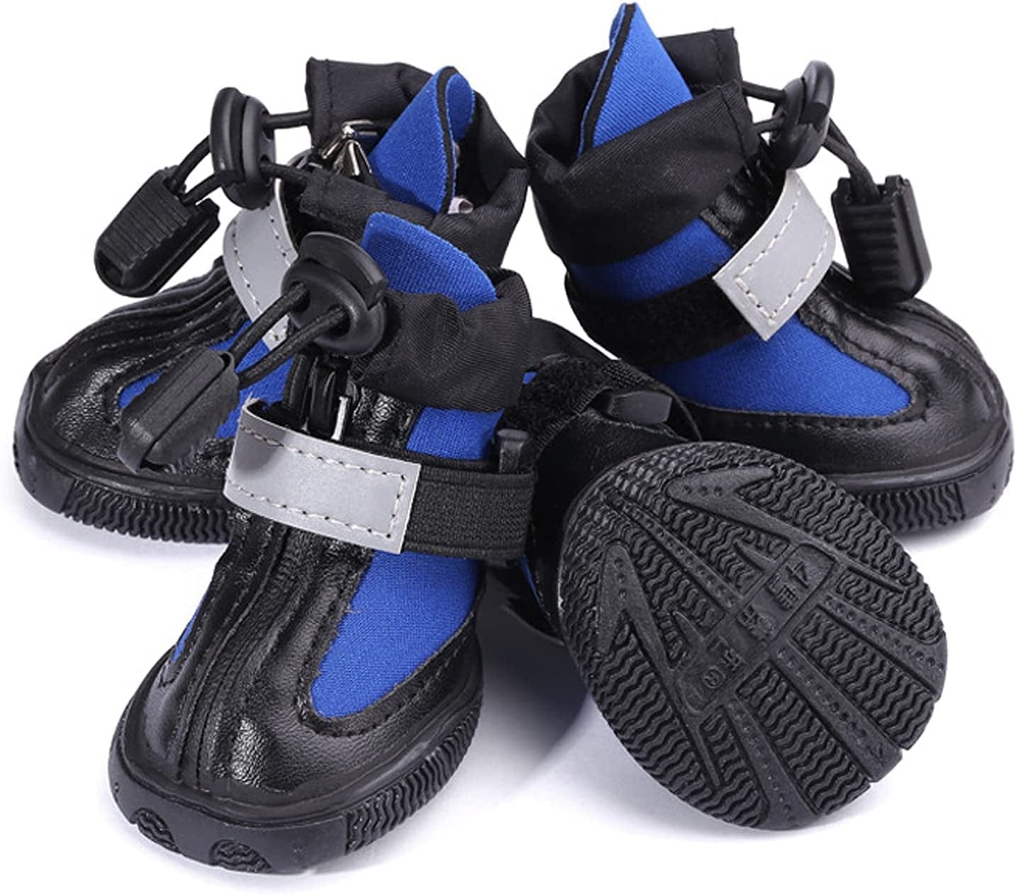 TOOPONE 4Pcs Dog Shoes Reflective Lacing Waterproof Dog Shoes Non-Slip Dog Shoes Four Seasons Outdoor Pet Shoes, Blue (2#) Animals & Pet Supplies > Pet Supplies > Dog Supplies > Dog Apparel TOOPONE   