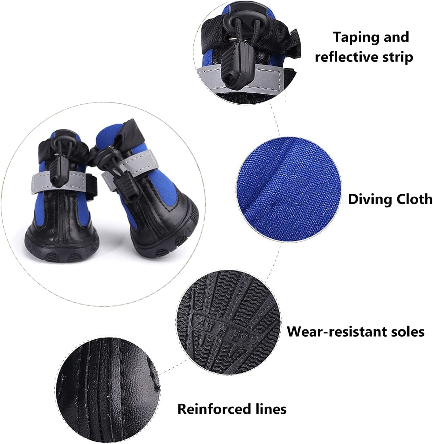 TOOPONE 4Pcs Dog Shoes Reflective Lacing Waterproof Dog Shoes Non-Slip Dog Shoes Four Seasons Outdoor Pet Shoes, Blue (2#) Animals & Pet Supplies > Pet Supplies > Dog Supplies > Dog Apparel TOOPONE   