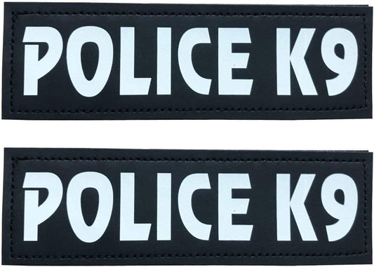 Umisun Removable Dog Patches for Vests & Harness - Reflective / 2" X 6" Large White Letter/2 Pack,Police