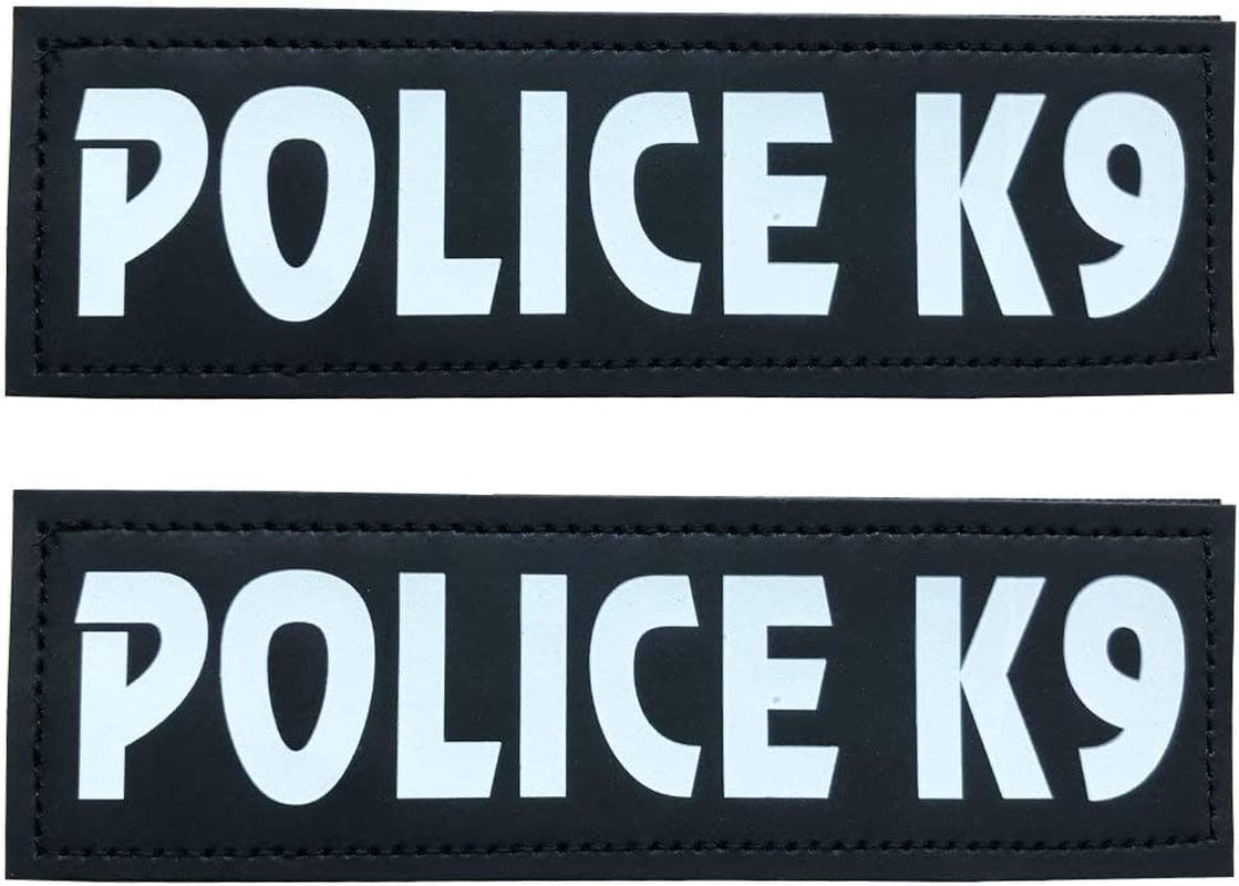 Umisun Removable Dog Patches for Vests & Harness - Reflective / 2" X 6" Large White Letter/2 Pack,Police Animals & Pet Supplies > Pet Supplies > Dog Supplies > Dog Apparel Umisun POLICE K9 Large( 2 x 6") 