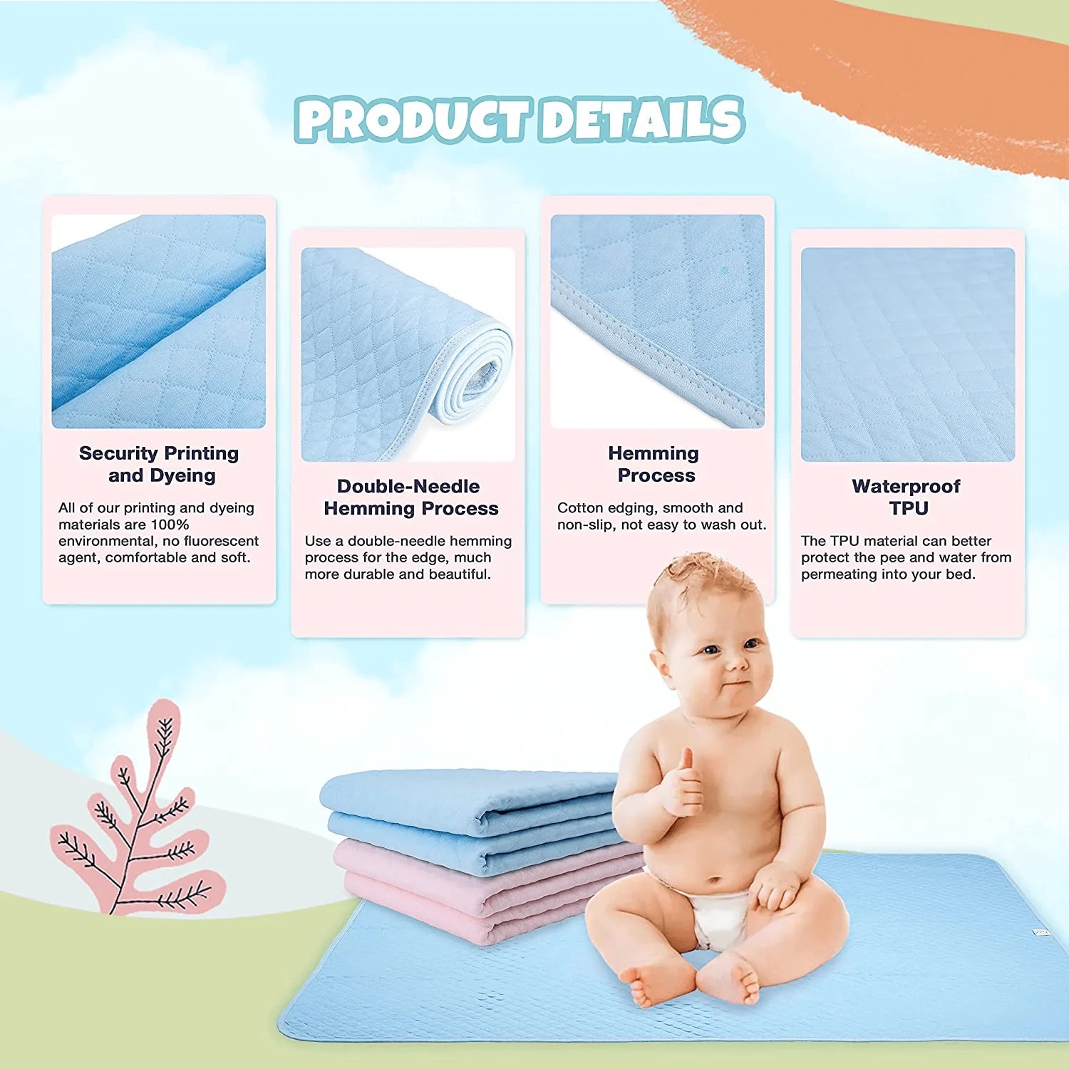 [Upgrade] CLOVERCAT 2 Pack Large Size 35X27” Bed Pads Washable Waterproof Mattress Protector, Reusable Pee Pads for Bed Wetting Toddlers, Adults, Elderly, Women or Kids, Children Waterproof Mattress Animals & Pet Supplies > Pet Supplies > Dog Supplies > Dog Diaper Pads & Liners CLOVERCAT   