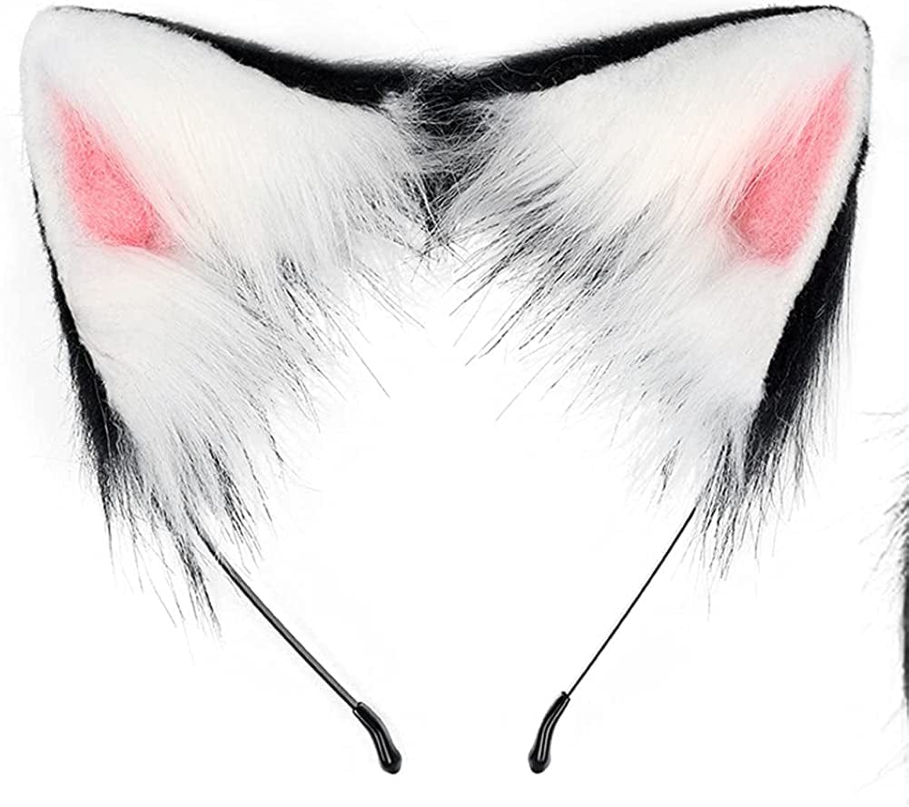 Upwalker Faux Fur Dog Ears Headband Furry Cosplay Fox Tail Halloween Costumes for Adult Animals & Pet Supplies > Pet Supplies > Dog Supplies > Dog Apparel UPWalker   