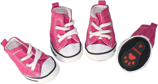 URBEST 4 Pcs Pet Dog Puppy Canvas Sport Shoes, Sneaker Boots, Outdoor Nonslip Causal Shoes (8#, Pink) Animals & Pet Supplies > Pet Supplies > Dog Supplies > Dog Apparel URBEST Pink 6# 