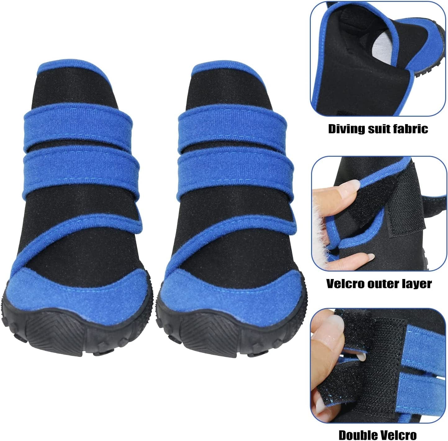 URBEST Dog Shoes, Warm Dog Boots, with Warm Inner Lining, Reflective Durable Cotton Paw Protectors, for Snow Winter Outdoor Booties Pet Paw Protector for Small Medium and Large Dogs (Blue, S) Animals & Pet Supplies > Pet Supplies > Dog Supplies > Dog Apparel URBEST   