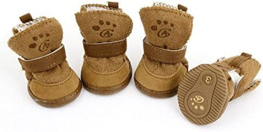 URBEST Dog Shoes with Hook Loop Closure Booties Pet Dog Chihuahua Shoes Boots, 4Pcs (3#, Brown) Animals & Pet Supplies > Pet Supplies > Dog Supplies > Dog Apparel URBEST Brown 3# 