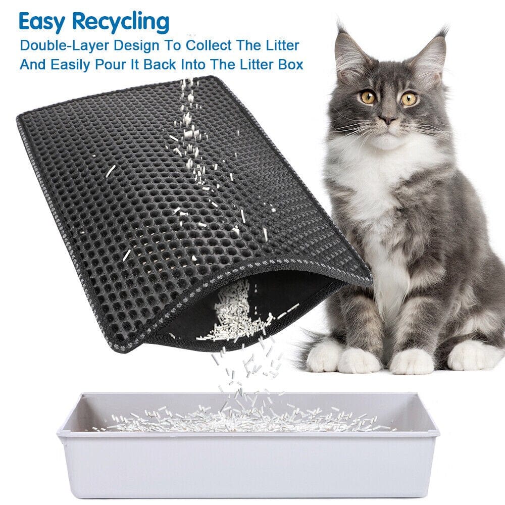 [US in STOCK] Cat Litter Mat Kitty Litter Trapping Mat Honeycomb Double Layer, Urine Waterproof, Easier to Clean, Litter Box Mat Scatter Control, Less Waste, Soft on Paws, Non-Slip