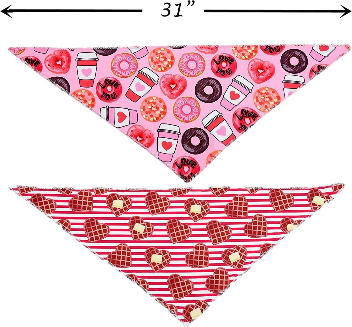 Valentines Day Dog Bandana 2 Pack - Triangle Bibs Pet Scarf for Medium Large Dogs Animals & Pet Supplies > Pet Supplies > Dog Supplies > Dog Apparel Upaw   