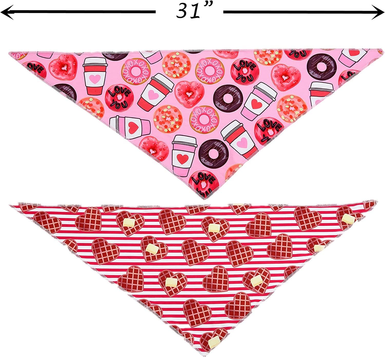 Valentines Day Dog Bandana 2 Pack - Triangle Bibs Pet Scarf for Medium Large Dogs Animals & Pet Supplies > Pet Supplies > Dog Supplies > Dog Apparel Upaw   