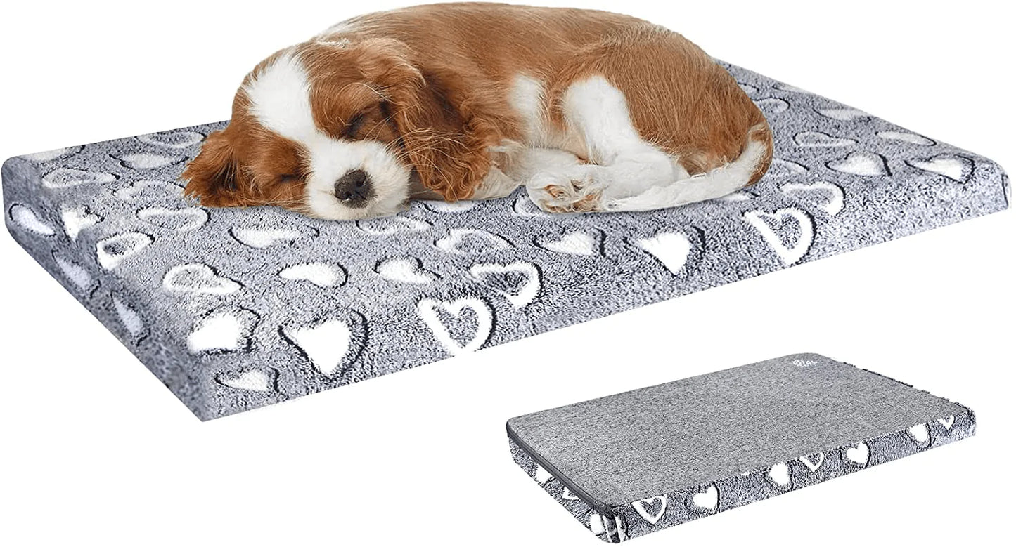 VANKEAN Dog Crate Mat Reversible(Warm and Cool), Stylish Pet Bed Mattress for Dogs, Water Proof Linings, Removable Machine Washable Cover, Firm Support Pet Pad for Small to Xx-Large Dogs, Grey Animals & Pet Supplies > Pet Supplies > Dog Supplies > Dog Beds VANKEAN S(24 x 18")  