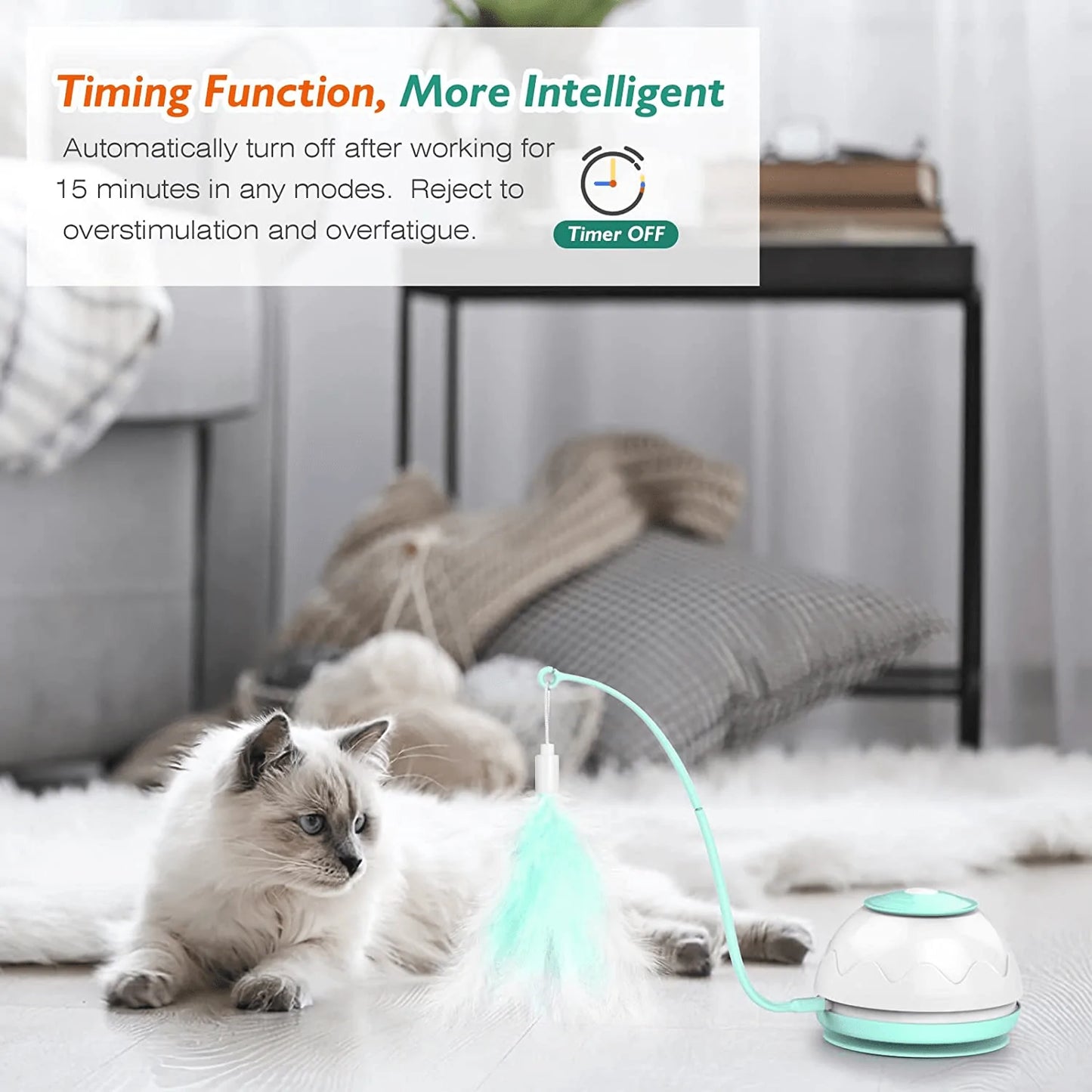 Vavopaw Interactive Cat Toys, 2-In-1 Cat Feather Toys, Adjustable Ambush Feather Kitten Toy for Indoor Playing, Automatic Electronic Kitten Toy for Cat Exercise Catcher Chasing Hunting Animals & Pet Supplies > Pet Supplies > Cat Supplies > Cat Toys VavoPaw   