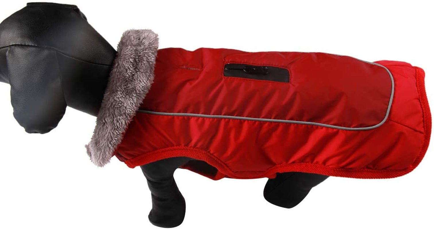 Vecomfy Fleece Collar Dog Coats for Small Dogs,Waterproof Warm Puppy Jacket for Cold Winter,Red S Animals & Pet Supplies > Pet Supplies > Dog Supplies > Dog Apparel Yingxu   