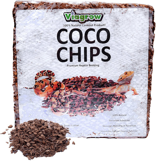 Viagrow VRCC, Reptile Substrate Premium Coco 72 Quarts / 68 Liters / 18 Gallons, 1 Pack, 5KG Chips