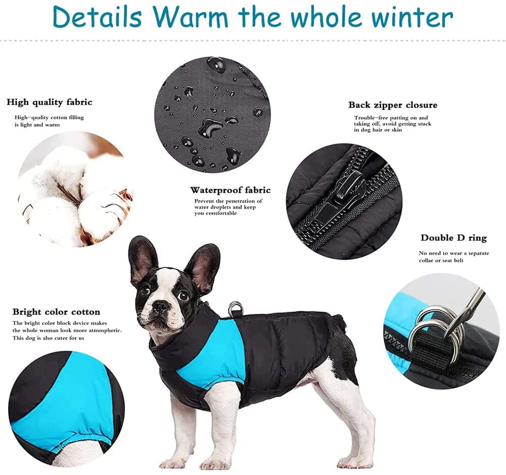 VISVIC Dog Coats Dog Warm Jacket Vest Coat Cold Weather, Pet Winter Clothes for Small Medium Large Dogs, Dog Warm Padded Vest Coat, Zip up Sports Outwear Pet Apparel with Dual D Ring Leash Animals & Pet Supplies > Pet Supplies > Dog Supplies > Dog Apparel shenghuius   